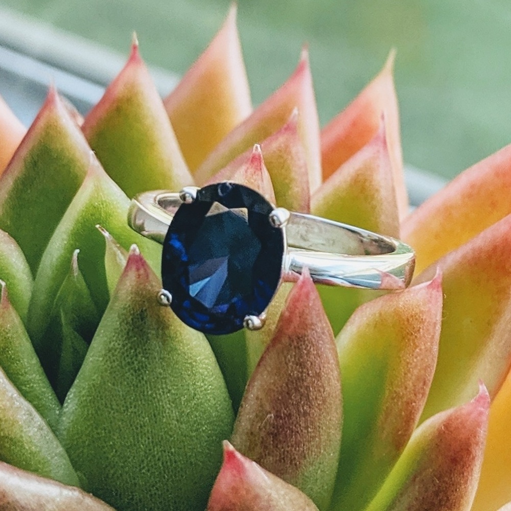 Lab Created Blue Sapphire and Sterling Silver